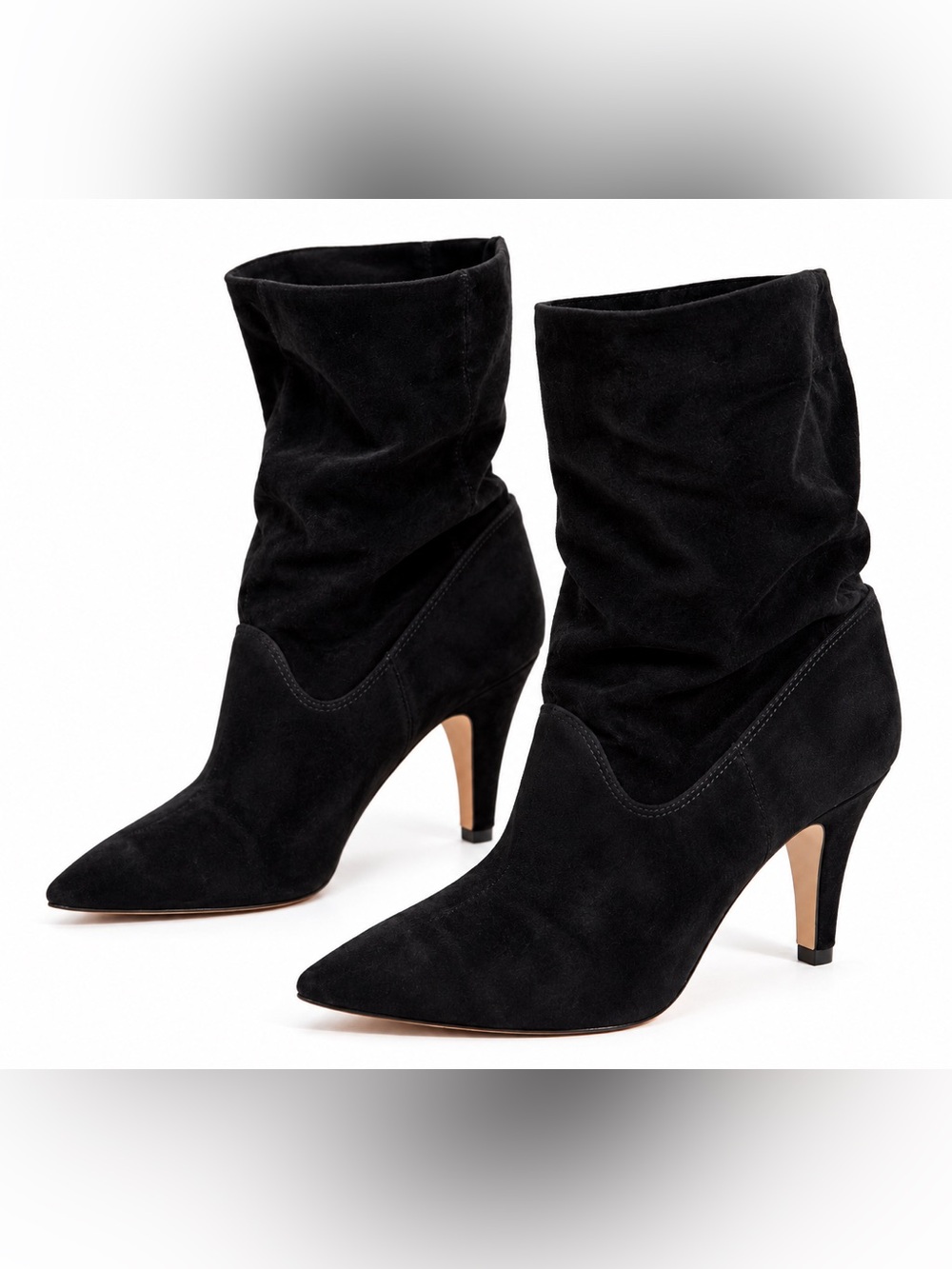 Vince Camuto Bristol Black Suede Pointed Toe Heeled Boots | Size 6.5M